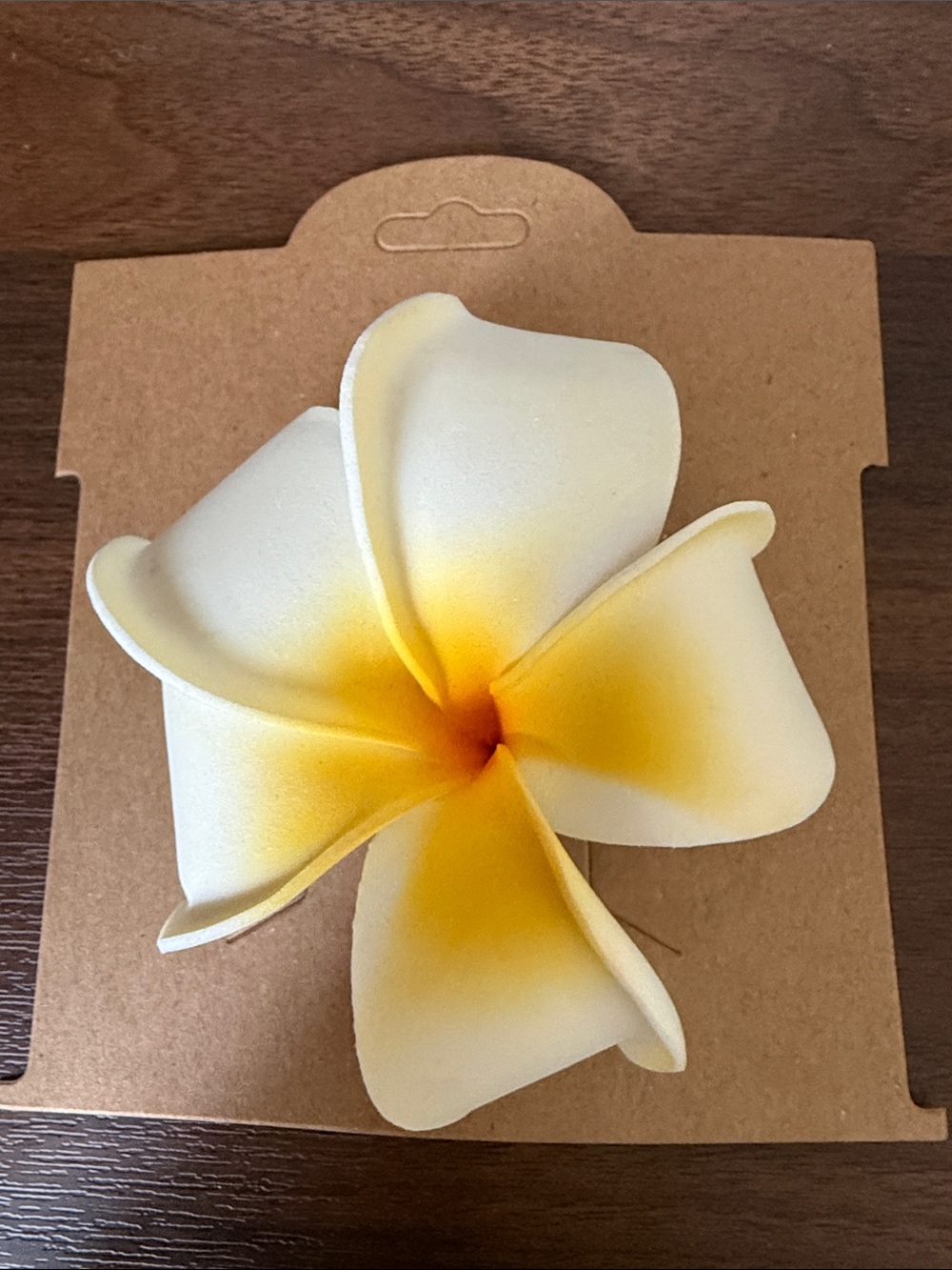 Plumeria Foam Flower hair clip - Cream and Yellow